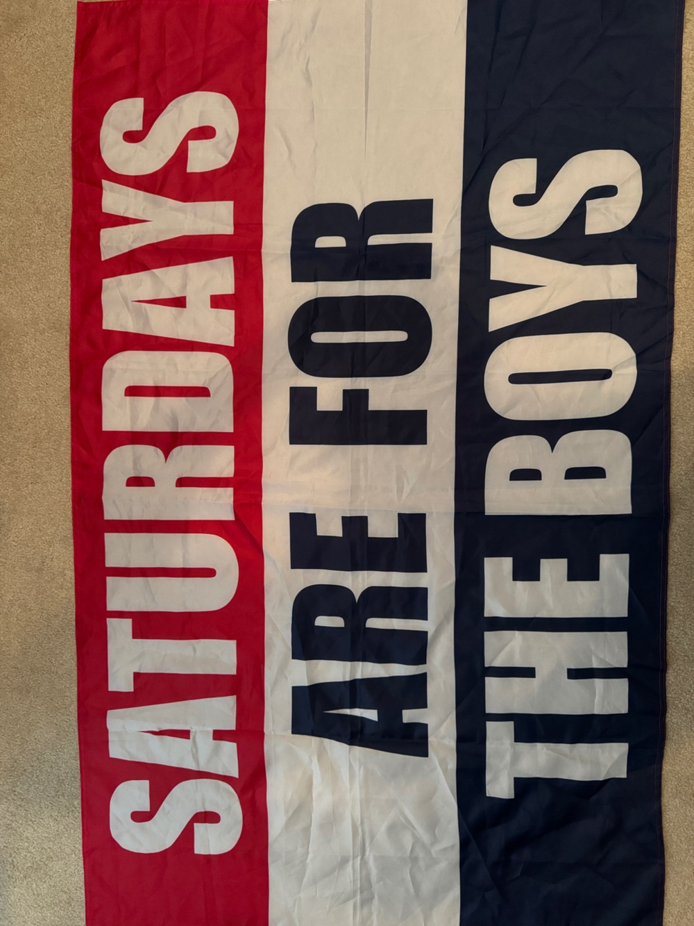 Saturdays Are For The Boys Flag - Red White Navy